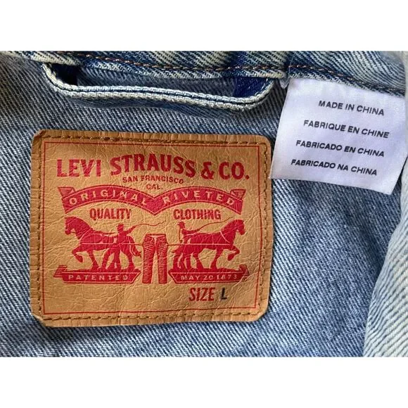 LEVI STRAUSS & CO Levi's Blue White Tie Dye Denim Jacket   Mens Size Large - Picture 4 of 11